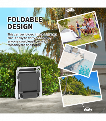 Outsunny Folding Sun Lounger with 4-Level Backrest & Headrest, Charcoal Grey