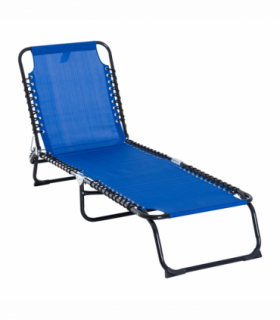 Outsunny Folding Sun Lounger, 3 Positions-Blue