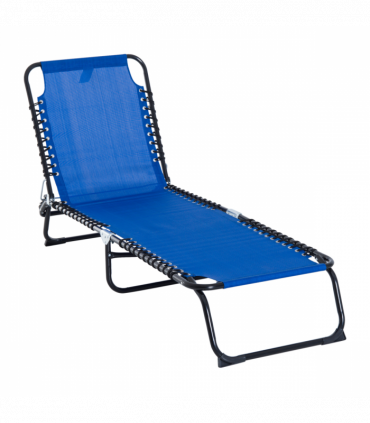Outsunny Folding Sun Lounger, 3 Positions-Blue