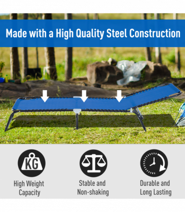 Outsunny Folding Sun Lounger, 3 Positions-Blue