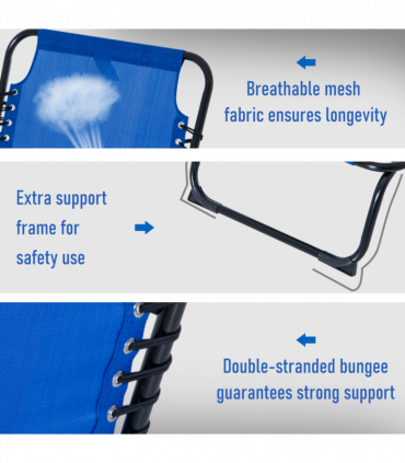 Outsunny Folding Sun Lounger, 3 Positions-Blue