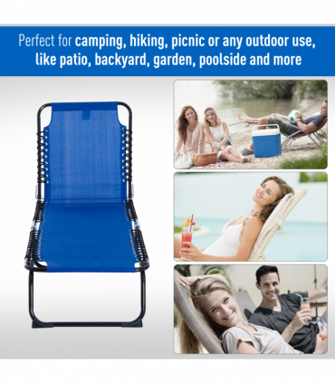 Outsunny Folding Sun Lounger, 3 Positions-Blue