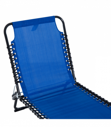 Outsunny Folding Sun Lounger, 3 Positions-Blue