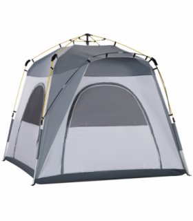 Outsunny Four Man Pop Up Tent Automatic Camping Backpacking Dome Shelter, Green