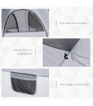 Outsunny Four Man Pop Up Tent Automatic Camping Backpacking Dome Shelter, Green