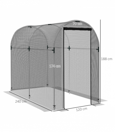 Outsunny Fruit Cage, Plant Protection Tent, 1.2 x 2.4 x 1.9m, Black