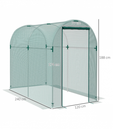 Outsunny Fruit Cage, Plant Protection Tent, 1.2 x 2.4 x 1.9m, Green