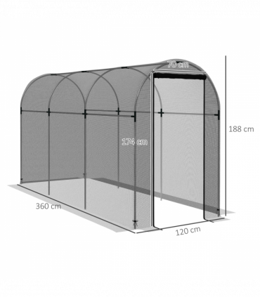 Outsunny Fruit Cage, Plant Protection Tent, 1.2 x 3.6 x 1.9m, Black