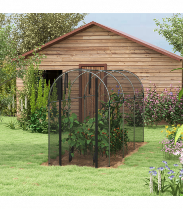 Outsunny Fruit Cage, Plant Protection Tent, 1.2 x 3.6 x 1.9m, Black