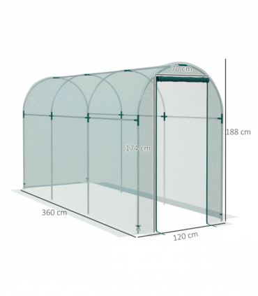 Outsunny Fruit Cage, Plant Protection Tent, 1.2 x 3.6 x 1.9m, Green