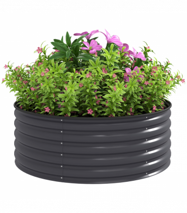 Outsunny Galvanised Planter with Gloves, 120 x 120 x 43cm, Dark Grey
