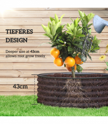 Outsunny Galvanised Planter with Gloves, 120 x 120 x 43cm, Dark Grey