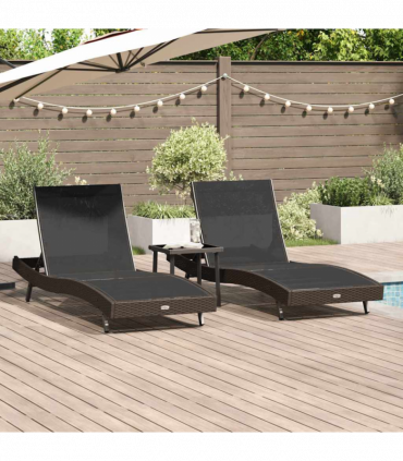 Sun Loungers 3 pcs Brown 40 x 40 x 40.5 cm Poly Rattan