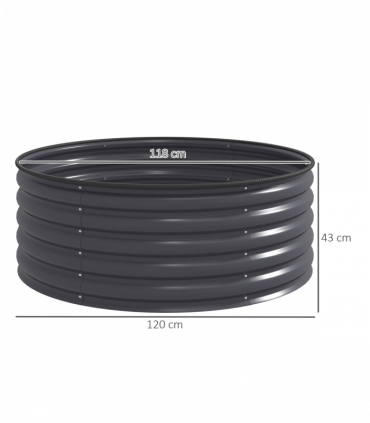 Outsunny Galvanised Planter with Gloves, 120 x 120 x 43cm, Dark Grey