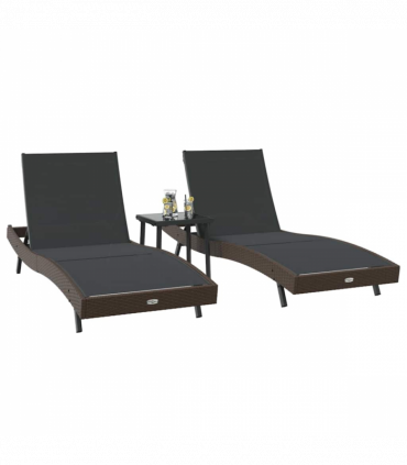 Sun Loungers 3 pcs Brown 40 x 40 x 40.5 cm Poly Rattan
