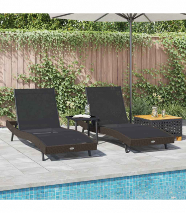Sun Loungers 3 pcs Brown 40 x 40 x 40.5 cm Poly Rattan