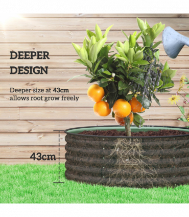 Outsunny Galvanised Planter with Gloves, 120 x 120 x 43cm, Light Green