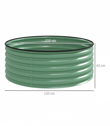 Outsunny Galvanised Planter with Gloves, 120 x 120 x 43cm, Light Green