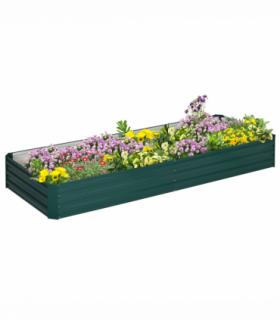Outsunny Galvanised Raised Garden Bed Metal Planter Box with Open Bottom, Green