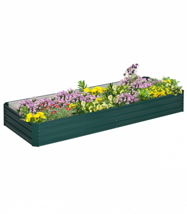 Outsunny Galvanised Raised Garden Bed Metal Planter Box with Open Bottom, Green
