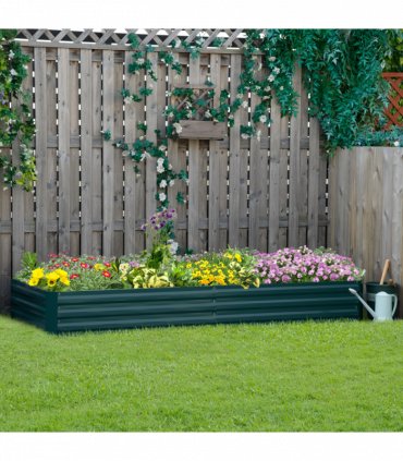 Outsunny Galvanised Raised Garden Bed Metal Planter Box with Open Bottom, Green