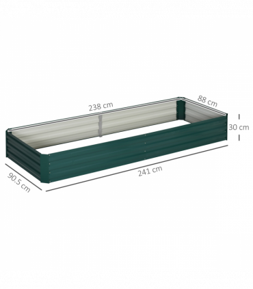 Outsunny Galvanised Raised Garden Bed Metal Planter Box with Open Bottom, Green