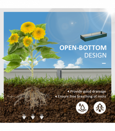 Outsunny Galvanised Raised Garden Bed Metal Planter Box with Open Bottom, Green