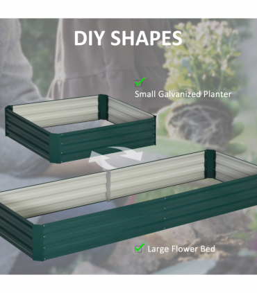 Outsunny Galvanised Raised Garden Bed Metal Planter Box with Open Bottom, Green