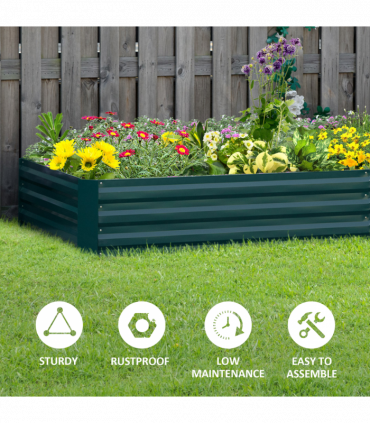 Outsunny Galvanised Raised Garden Bed Metal Planter Box with Open Bottom, Green