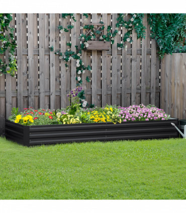 Outsunny Galvanised Raised Garden Bed Metal Planter Box with Open Bottom, Grey