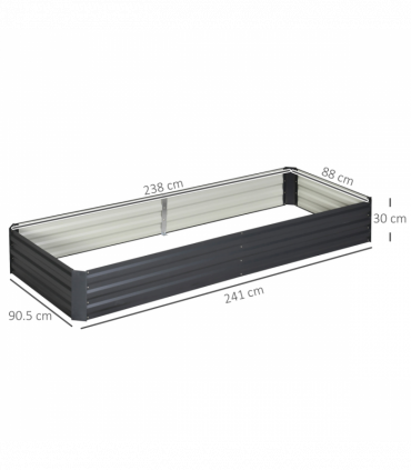 Outsunny Galvanised Raised Garden Bed Metal Planter Box with Open Bottom, Grey