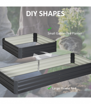 Outsunny Galvanised Raised Garden Bed Metal Planter Box with Open Bottom, Grey