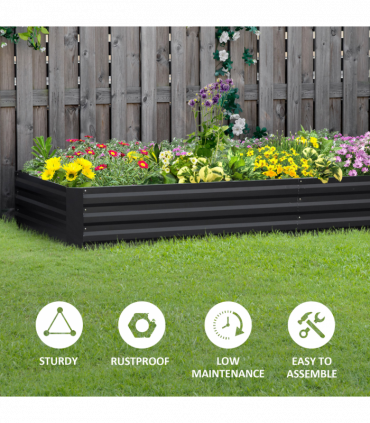 Outsunny Galvanised Raised Garden Bed Metal Planter Box with Open Bottom, Grey