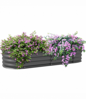 Outsunny Galvanised Raised Garden Bed Planter Box with Safety Edging, Dark Grey