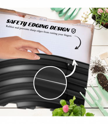 Outsunny Galvanised Raised Garden Bed Planter Box with Safety Edging, Dark Grey