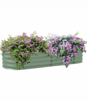 Outsunny Galvanised Raised Garden Bed Planter Box with Safety Edging, Green