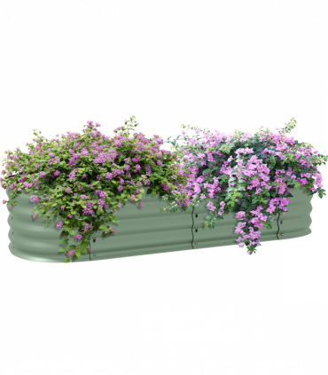Outsunny Galvanised Raised Garden Bed Planter Box with Safety Edging, Green