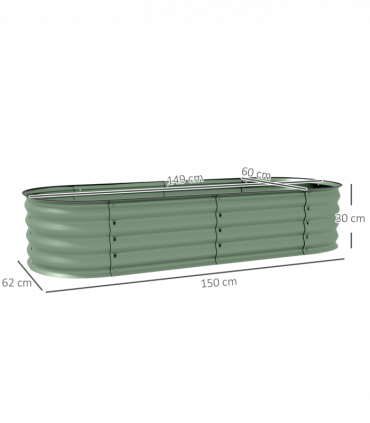 Outsunny Galvanised Raised Garden Bed Planter Box with Safety Edging, Green