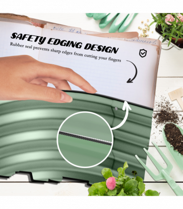 Outsunny Galvanised Raised Garden Bed Planter Box with Safety Edging, Green