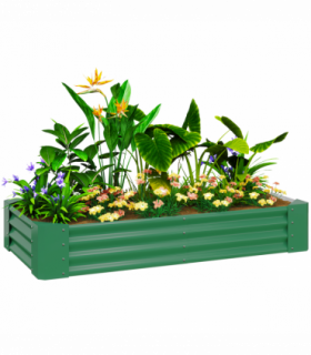 Outsunny Galvanised Raised Garden Bed, 180x90x30cm Raised Planter, Green