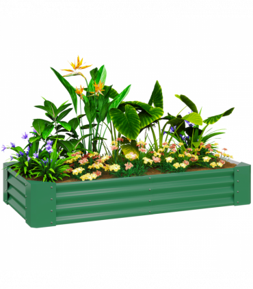 Outsunny Galvanised Raised Garden Bed, 180x90x30cm Raised Planter, Green