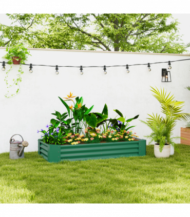 Outsunny Galvanised Raised Garden Bed, 180x90x30cm Raised Planter, Green
