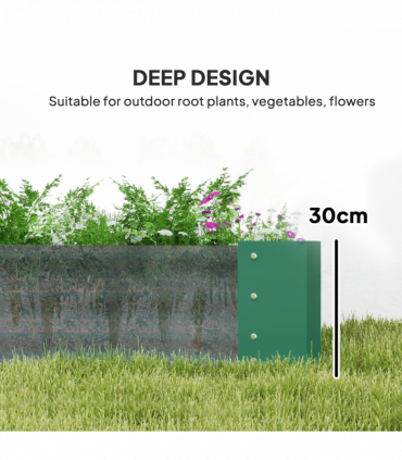 Outsunny Galvanised Raised Garden Bed, 180x90x30cm Raised Planter, Green