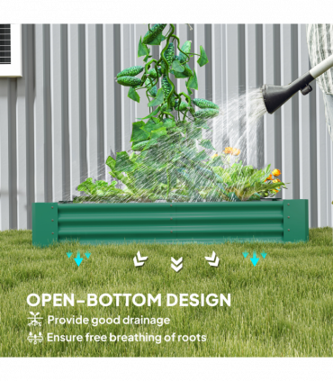Outsunny Galvanised Raised Garden Bed, 180x90x30cm Raised Planter, Green