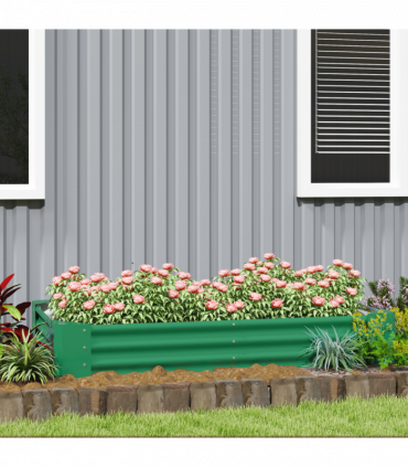 Outsunny Galvanised Raised Garden Bed, 180x90x30cm Raised Planter, Green