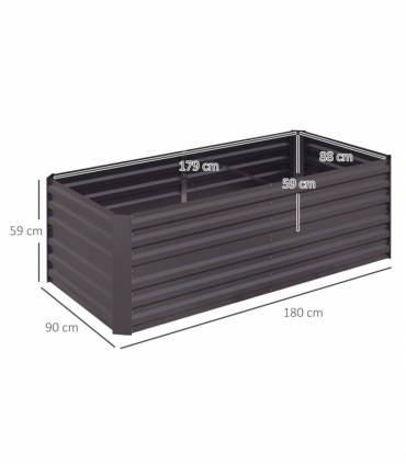 Outsunny Galvanised Steel Outdoor Raised Bed w/ Reinforced Rods, Dark Grey