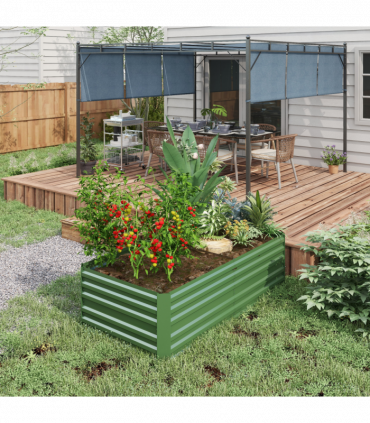 Outsunny Galvanised Steel Outdoor Raised Bed w/ Reinforced Rods, Green