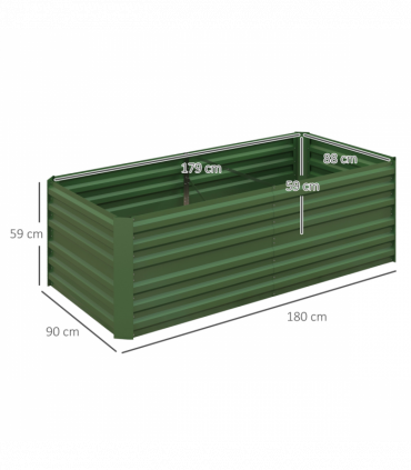 Outsunny Galvanised Steel Outdoor Raised Bed w/ Reinforced Rods, Green