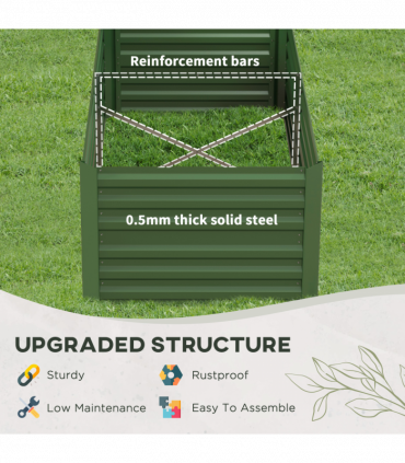 Outsunny Galvanised Steel Outdoor Raised Bed w/ Reinforced Rods, Green