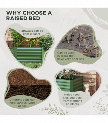 Outsunny Galvanised Steel Outdoor Raised Bed w/ Reinforced Rods, Green